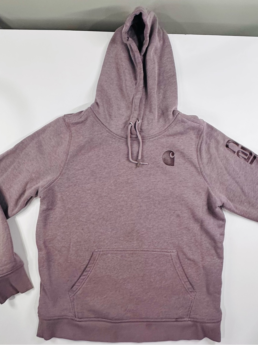 Carhartt Women's Clarksburg Relaxed Fit Graphic Hoodie Mauve - Size L (12/14)